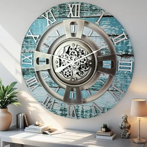 ENGLAND LINE WALL CLOCK ROUND 24 INCH AQUA GREEN ENGLAND LINE WALL CLOCK ROUND 24 INCH AQUA GREEN