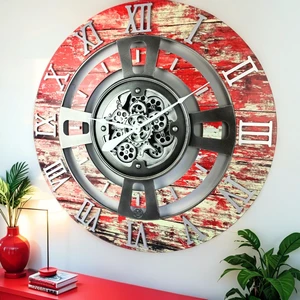 ENGLAND LINE WALL CLOCK ROUND 24 INCH RED LAVA ENGLAND LINE WALL CLOCK ROUND 24 INCH RED LAVA