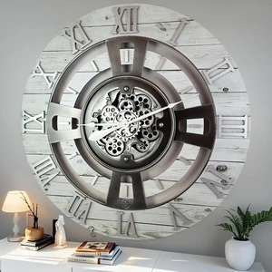 ENGLAND LINE WALL CLOCK ROUND 24 INCH WHITE FARMHOUSE ENGLAND LINE WALL CLOCK ROUND 24 INCH WHITE FARMHOUSE