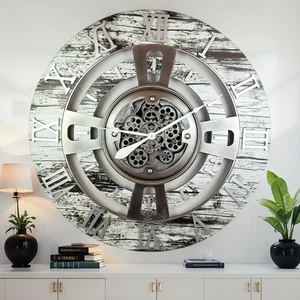 ENGLAND LINE WALL CLOCK ROUND 36 INCH GREY & WHITE ENGLAND LINE WALL CLOCK ROUND 36 INCH GREY & WHITE