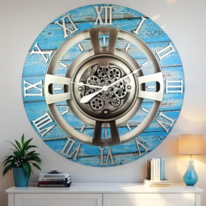 ENGLAND LINE WALL CLOCK ROUND 36 INCH OCEAN BLUE ENGLAND LINE WALL CLOCK ROUND 36 INCH OCEAN BLUE