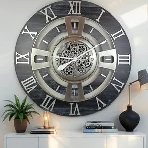 ENGLAND LINE WALL CLOCK ROUND 36 INCH VINTAGE BLACK ENGLAND LINE WALL CLOCK ROUND 36 INCH VINTAGE BLACK