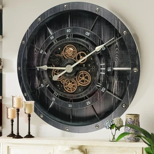 FRANCE LINE WALL CLOCK ROUND 32 INCH VINTAGE BLACK FRANCE LINE WALL CLOCK ROUND 32 INCH VINTAGE BLACK