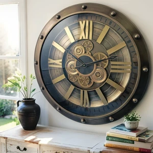 GERMANY LINE WALL CLOCK ROUND 26 INCH "BERLIN" GREY-COPPER" GERMANY LINE WALL CLOCK ROUND 26 INCH "BERLIN" GREY-COPPER"