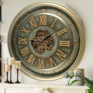 IRELAND LINE WALL CLOCK ROUND 32 INCH "CORK" BRASS-ANTIQUE IRELAND LINE WALL CLOCK ROUND 32 INCH "CORK" BRASS-ANTIQUE