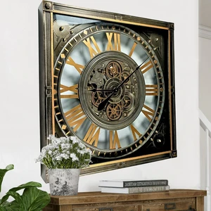 LUXEMBOURG LINE WALL CLOCK SQUARE 32 INCH "HAUPT" SILVER-ANTIQUE LUXEMBOURG LINE WALL CLOCK SQUARE 32 INCH "HAUPT" SILVER-ANTIQUE