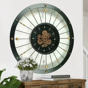 SPAIN LINE WALL CLOCK ROUND 36 INCH "MALAGA" BLACK AND GOLD SPAIN LINE WALL CLOCK ROUND 36 INCH "MALAGA" BLACK AND GOLD
