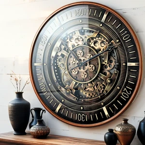 FINLAND LINE WALL CLOCK ROUND 24 INCH "VANTAA" BRONZE-STEEL FINLAND LINE WALL CLOCK ROUND 24 INCH "VANTAA" BRONZE-STEEL