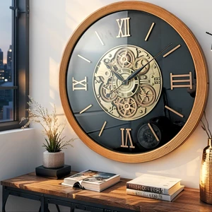 FINLAND LINE WALL CLOCK ROUND 28 INCH "LAHTI" BROWN-BLACK FINLAND LINE WALL CLOCK ROUND 28 INCH "LAHTI" BROWN-BLACK