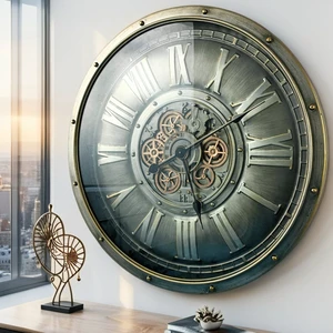 GERMANY LINE WALL CLOCK ROUND 36 INCH "FRANKFURT" SILVER-STEEL GERMANY LINE WALL CLOCK ROUND 36 INCH "FRANKFURT" SILVER-STEEL