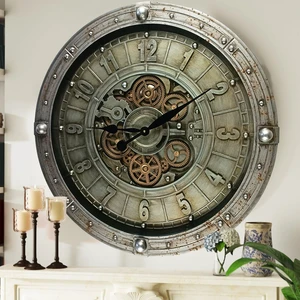 LUXEMBOURG LINE WALL CLOCK ROUND 27 INCH "KIRCHBERG" SILVER-ANTIQUE LUXEMBOURG LINE WALL CLOCK ROUND 27 INCH "KIRCHBERG" SILVER-ANTIQUE
