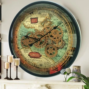 PORTUGAL LINE WALL CLOCK ROUND 24 INCH "BRAGA" BLACK-ANTIQUE PORTUGAL LINE WALL CLOCK ROUND 24 INCH "BRAGA" BLACK-ANTIQUE
