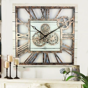 AMERICA LINE WALL CLOCK SQUARE 24 INCH WHITE FARMHOUSE AMERICA LINE WALL CLOCK SQUARE 24 INCH WHITE FARMHOUSE