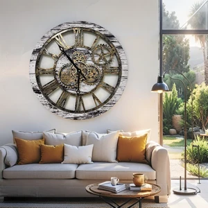 AMERICA LINE WALL CLOCK ROUND 24 INCH GREY & WHITE AMERICA LINE WALL CLOCK ROUND 24 INCH GREY & WHITE
