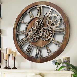 AMERICA LINE WALL CLOCK ROUND 24 INCH VINTAGE BROWN AMERICA LINE WALL CLOCK ROUND 24 INCH VINTAGE BROWN
