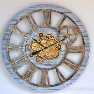 The Gears Clock 36'' Inch Real Moving Gear Wall Clock Vintage Industrial Oversized Rustic Farmhouse Silver Grey