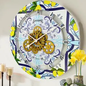 The Gears Clock 24 inches Round Italy Collection Wall Clock with Moving Gears Sorrento