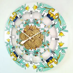 The Gears Clock 36 inches Round Italy Collection Wall Clock with Moving Gears
