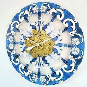 The Gears Clock 36 inches Round Italy Collection Wall Clock with Moving Gears Cetara