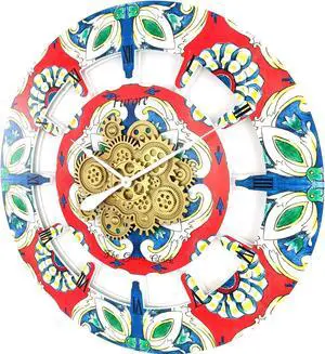 The Gears Clock 36 inches Round Italy Collection Wall Clock with Moving Gears Furore