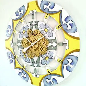 The Gears Clock 36 inches Round Italy Collection Wall Clock with Moving Gears Minori