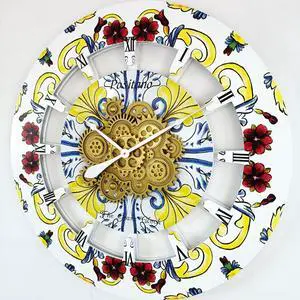 The Gears Clock 36 inches Round Italy Collection Wall Clock with Moving Gears Positano