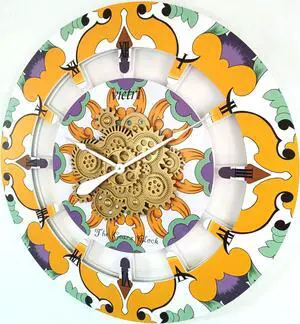The Gears Clock 36 inches Round Italy Collection Wall Clock with Moving Gears Vietri