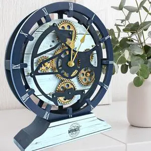 The Gears Clock Desk Clock 10 Inches With Real Moving Gear Convertible Into Wall Clock White Farmhouse