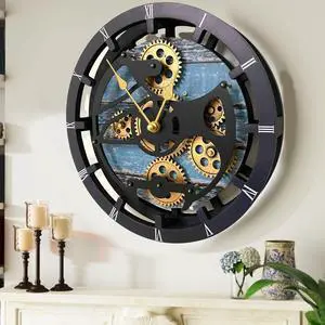 The Gears Clock 16 inches Wall Clock With Real Moving Gears convertible into a big Mantel Clock