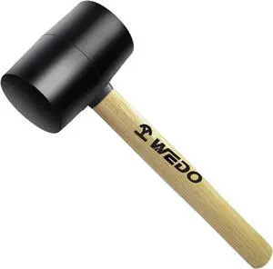 WEDO Rubber Mallet Hammer 16oz,Camping Hammer,Wooden Handle,Rubber Hammer for Flooring Crafts Woodworking,Deadhead Rubber Mallet