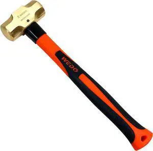 WEDO Brass Sledge Hammer With Fiberglass Handle, Non-Magnetic, Die-Forge, Corrosion Resistant, DIN Standard, 2lb, 350mm, 14"