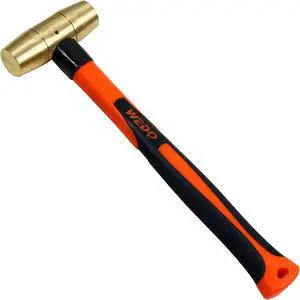 WEDO Brass Hammer 5lb,Sledge Hammer,Solid Brass Mallet Hammer,Fiberglass Hammer Handle,Length 400mm,Die-Forged, Corrosion Resistant, DIN Standard