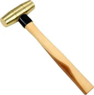 WEDO Brass Hammer 2lb,Wooden Hammer,Sledge Hammer,Solid Brass Mallet Hammer,Wooden Hammer Handle,Length 320mm,Die-Forged, Corrosion Resistant, DIN Standard