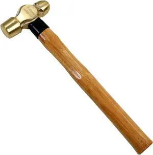 WEDO Brass Ball Peen Hammer with Wooden Handle,Ball Pein Hammer, 3/4lb, 300mm, 12"
