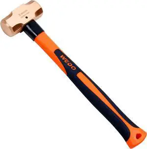 WEDO Copper Sledge Hammer with Fiberglass Handle,Long Straight Handle,Length 350mm(14"),2lb