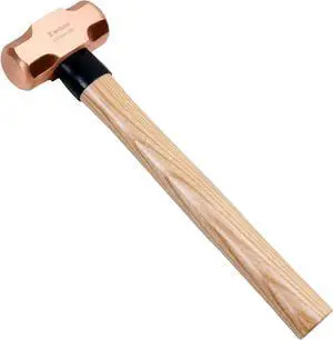 WEDO Copper Sledge Hammer with Wooden Handle,Long Straight Handle,Length 360mm(14"),3lb