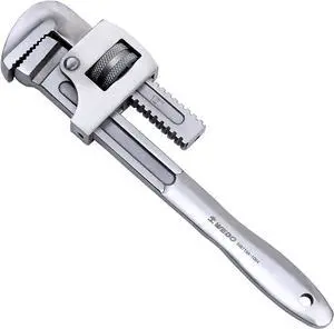 WEDO Stainless Steel Pipe Wrench,10-INCH Straight Plumbing Wrench,Adjustable Pipe Spanner,Anti-corrosion,Polished Surface,DIN,Die-forged,Rust-Proof,Length 250mm