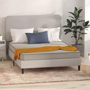 Flash Furniture Hybrid Foam and Innerspring Mattress in a Box, Gray, CertiPUR-US Certified, 60" x 80" Queen