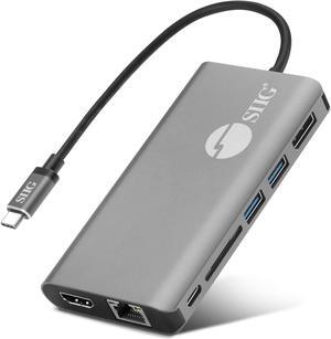 SIIG USB-C MST Video with Hub, LAN and PD 3.0 Docking, USB-C Multiport Adapter, 4K HDMI or Displayport Video, Dual 1080p, 100W PD, 2X USB 3.0 Ports, USB-C Port, Ethernet/SD (JU-DK0F11-S1)