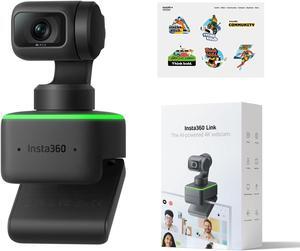 Insta360 Link Official Sticker Kit - PTZ 4K Webcam with 1/2" Sensor, AI Tracking, Gesture Control, HDR, Noise-Canceling Microphones, Specialized Modes, Webcam, Live Streaming, Zoom Certified