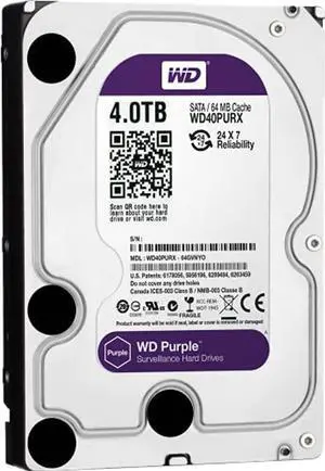 Western Digital Purple 4TB Surveillance Hard Disk Drive - 5400 RPM Class SATA 6 Gb/s 64MB Cache 3.5 Inch - Western Digital40PURZ [Old Version]