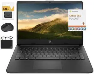 HP Newest 14" HD Ultra Light Thin Laptop, Quad-Core Intel Celeron Processor, 8GB RAM, 192GB (64GB eMMC+ 128GB Card), Wi-Fi, Upto 11 Hours, Windows 11 S + 1 Year Office 365+HubxcelAccessory, Black