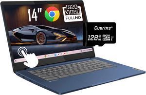 Lenovo IdeaPad Slim 3 Chromebook 2023 Touchscreen 14 FHD Touch Screen MediaTek Kompanio 520 Processor8Core Upto 20 GHz WiFi 6 Long Battery Chrome OS Blue4GB RAM  64GB eMMc128GB MicroSD
