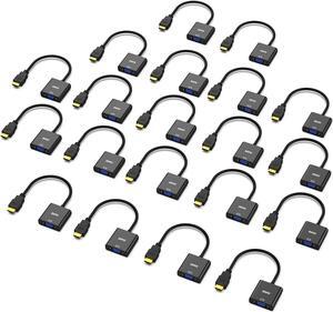 BENFEI HDMI to VGA, 20 Pack, Gold-Plated HDMI to VGA Adapter (Male to Female) for Computer, Desktop, Laptop, PC, Monitor, Projector, HDTV, Chromebook, Raspberry Pi, Roku, Xbox and More - Black