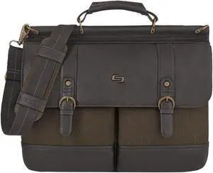 Solo Thompson 15.6-Inch Briefcase with Padded Laptop Compartment, Brown