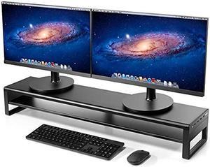 Vaydeer 2 Tiers Dual Monitor Stand USB 3.0 Aluminum Monitor Riser Strong & Sturdy Suitable for Computer,PC Monitor, Laptop, TV, Printer Metal Desk Organizer Black