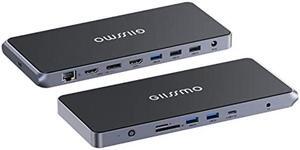USB C Docking Station Dual Monitor for Windows and Mac, GIISSMO 13-in-1 Laptop Docking Station Dual 4K HDMI and Displayport (HDMI 1/DP+HDMI 2), 20W Charging, RJ45, USB 3.0/2.0, Audio, TF/SD(Black)