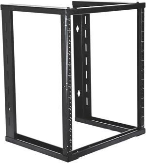 AEONS 12U Open Frame Wall Mount 19-Inch IT Network Server A/V Equipment Rack 16" Depth 12-24 Threaded 2-Post Mounting, Black