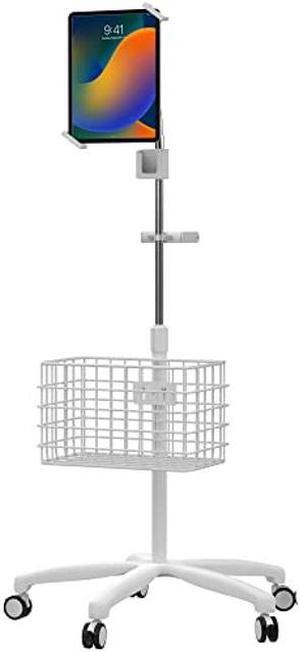Medical Mobile Stand - CTA Heavy-Duty Medical Mobile Floor Stand & Accessories for iPad 7 - 9 Gen 10.2", 12.9" iPad Pro, 11", iPad Mini 5/6, Samsung A8 & Other 7-13-Inch Tablets - White (PAD-SHFSWAO)