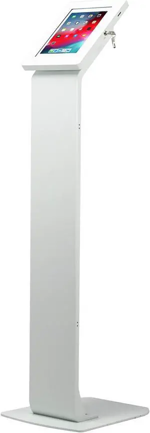 Locking Floor Stand - CTA Premium Locking Floor Stand Kiosk with Lock and Key Security for iPad 10th Gen 10.9" - iPad 7/8/9Gen 10.2" - iPad Pro 11" - Surface Go 3 - Galaxy Tab S5E - White (PAD-PARAFW)